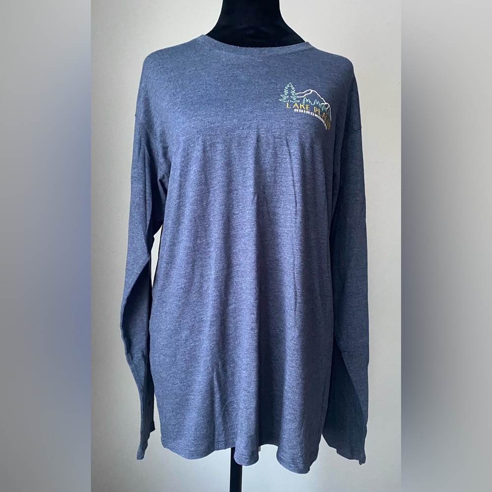 Heathered Blue Long Sleeve Lake Placid T Shirt Unisex